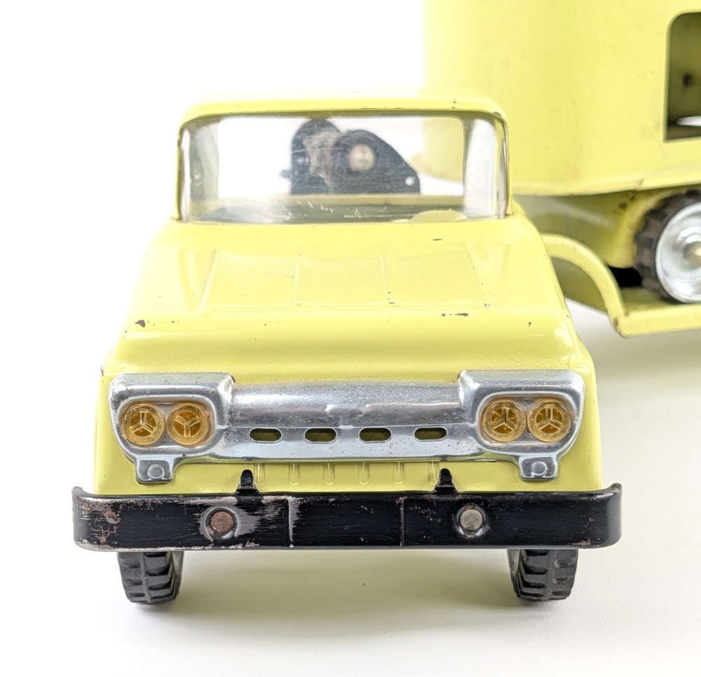 Original Tonka Green State Hi-Way Dept. Truck w/ Lowboy and Steam Shovel - 2