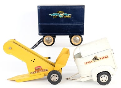 Original Tonka Air Express Trailer, Sandloader, and Horse Trailer
