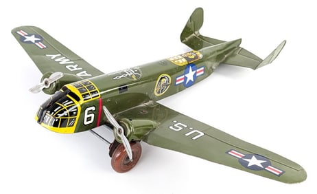 Marx Tin Windup U.S. Army Fighter Plane #6