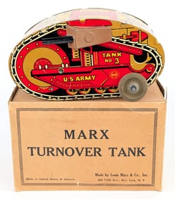 Marx Tin Windup Turnover Tank w/ Box
