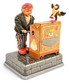 Japan Battery Op. Organ Grinder and Dancing Monkey Musical Bank