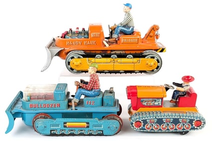 Japan Tin Battery Op. Handy Hank, Bulldozer, and Super Tractor