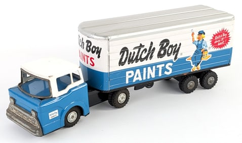 Linemar Tin Friction Dutch Boy Paints Truck and Trailer