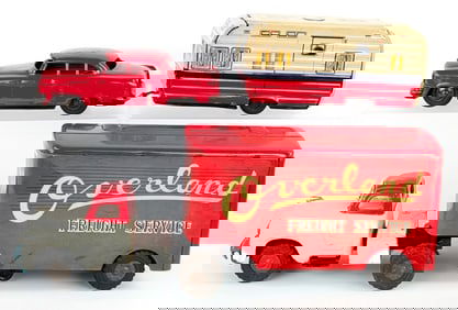 Japan Tin Friction Overland Freight Service Truck and Car w/ Camper