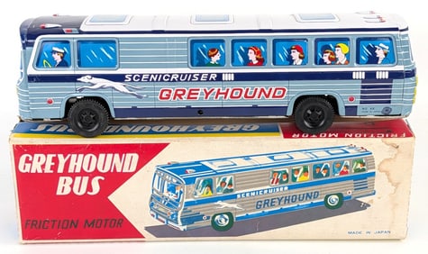 Japan Tin Friction Greyhound Bus w/ Box