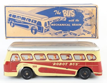 Woodhaven Tin Windup Metal Stamping Co. Robot Bus w/ Box