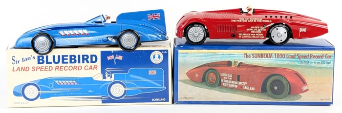 Schylling Tin Windup Sunbeam 1000 and Sir Ian's Bluebird Land Speed Record Cars