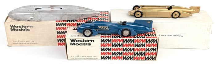 1/43 Scale Western Models Thunderbolt, Campbell Rolls Royce Bluebird, and Golden Arrow