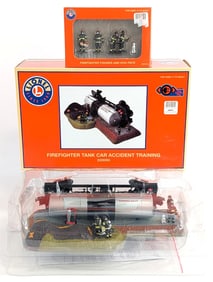 Lionel Firefighter Tank Car Accident Training and Firefighter Figures + Dog Pack