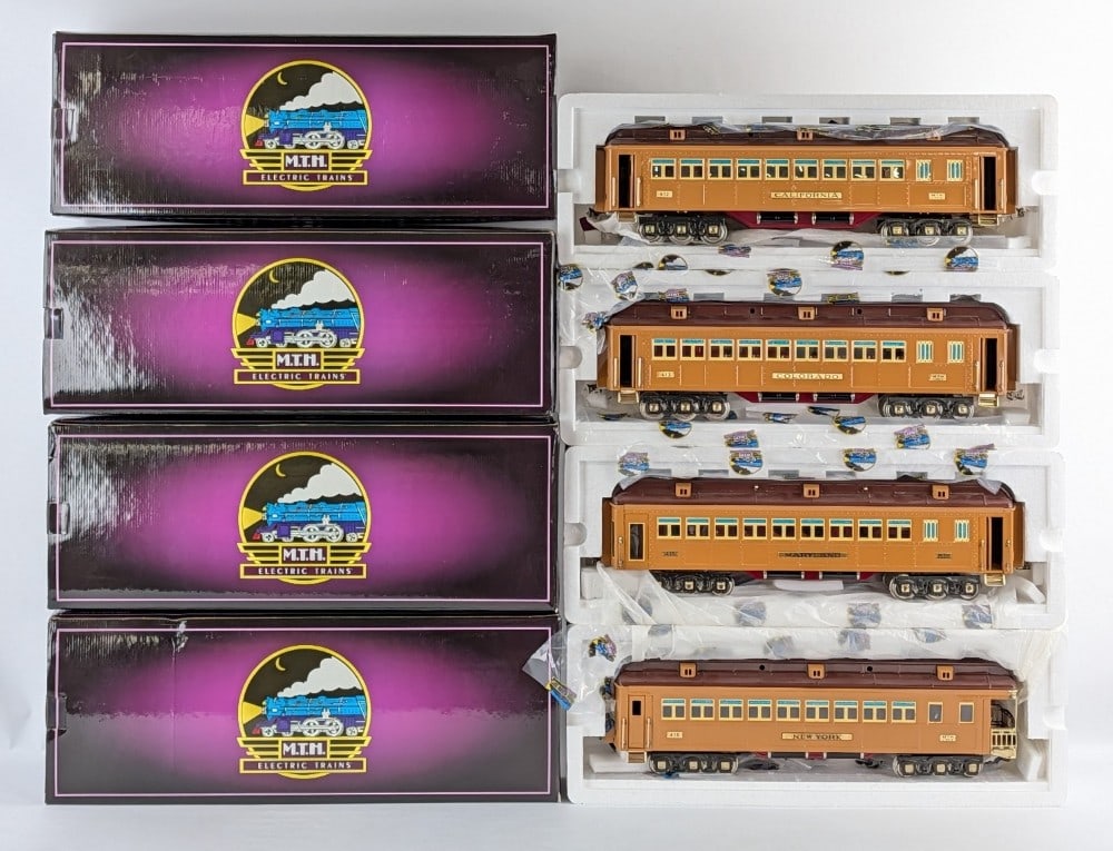 MTH Tinplate Traditions Passenger State 4-Car Set Brown No. 10-1135 (1 of 11)