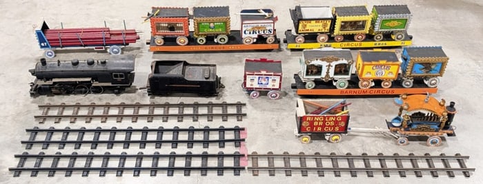 Buddy L Locomotive with Tender and Circus Cars