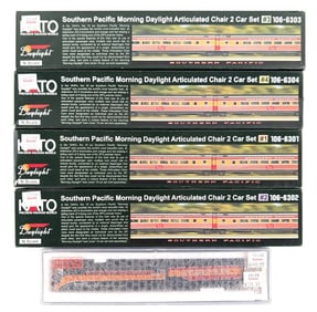 Kato N Scale Southern Pacific Locomotive with Tender and Passenger Cars