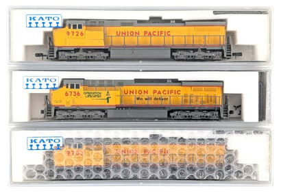 Kato N Scale Union Pacific 9702, 9726, & 6736 Train Engines