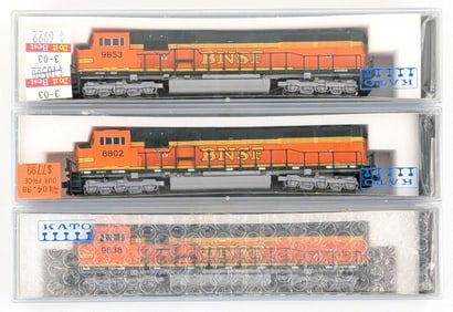 Kato N Scale Burlington Northern Santa Fe 9853, 8802, and 9838