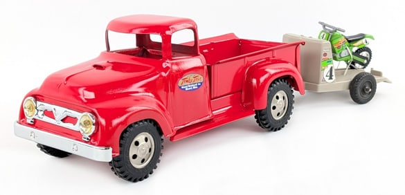 Custom Tonka Stepside Pickup Truck w/ Motorcycle Trailer