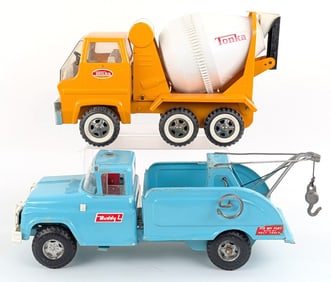 Buddy L Wrecker Tow Truck & Tonka Gas Turbine Cement Mixer