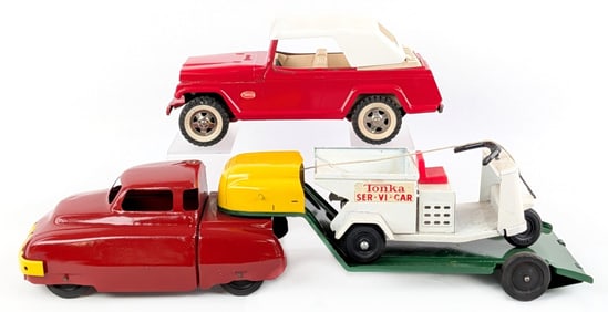 Tonke Jeepster, Ser-Vi-Car, & Wyandotte Truck w/ Trailer