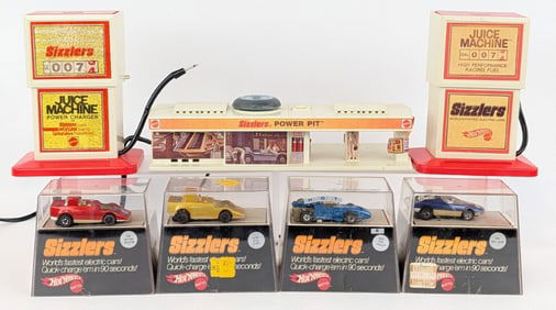 (4) Hot Wheels Sizzler (2) Juice Machine and (1) Power Pit