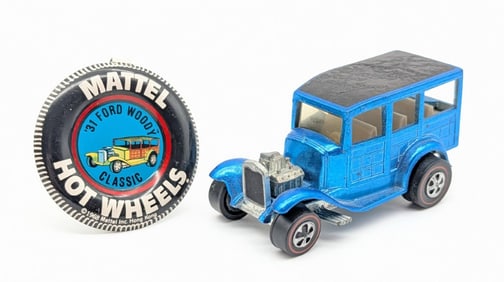 Hot Wheels Redline Blue Classic '31 Ford Woody w/ Button