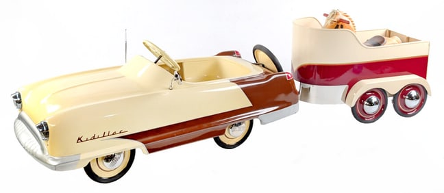Restored Garton Kidillac Pedal Car w/ Custom Horse Trailer