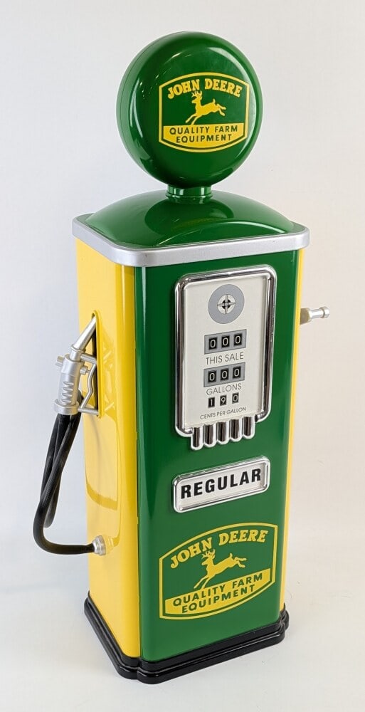 Pedal Car Size John Deere Gas Pump: Pedal car size John Deere gas pump. Good condition overall and displays very well. A great addition to any pedal car / tractor collection. Measures approximately 33" tall.