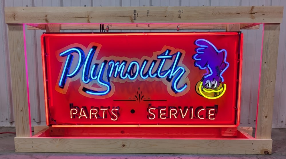 Custom Plymouth Parts & Service Neon Sign w/ Road Runner (1 of 7)