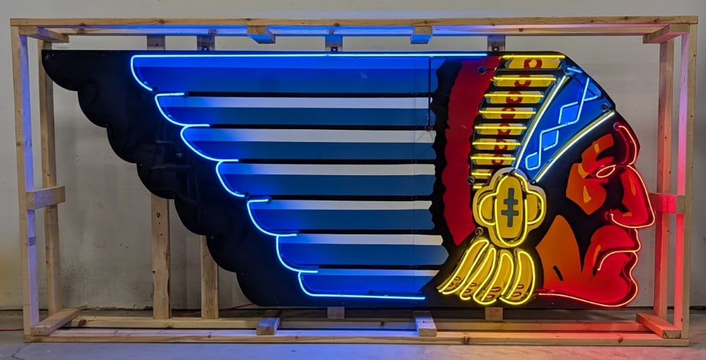 Nearly 10ft Custom Hand Painted Wasatch Indian Head Neon Sign (1 of 9)