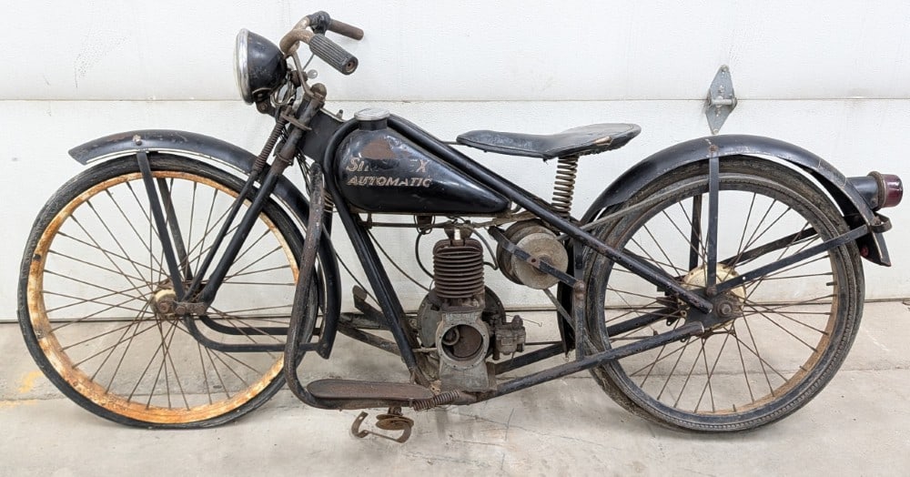 Barn Find Simplex Automatic Servi-Cycle: Sells with No Reserve! Unrestored barn find Simplex Automatic Servi-Cycle As found condition with missing parts, rust, paint loss, and other wear from use and age Great for a restoration project.