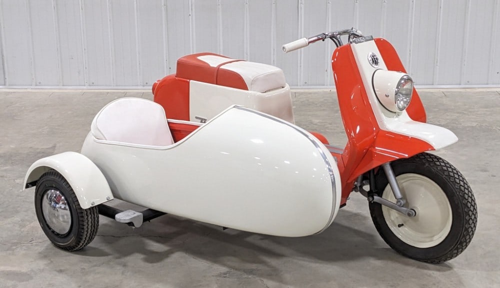 1961 Harley-Davidson Topper 61AH Scootaway: SELLS WITH NO RESERVE 1961 Harley-Davidson Topper AH Scootaway Factory Sidecar Ran when displayed in the dealership 20+ years ago Restored before it was displayed High compression 9bhp engine, less
