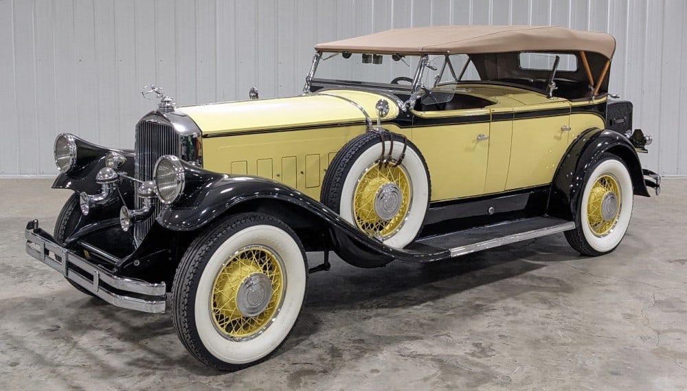 1929 Pierce-Arrow Model 133 Touring with Tonneau Shield: Sells with No Reserve! Offered from a prominent private collection One of 10 known surviving examples of this dual-cowl phaeton design Well-preserved restoration in colors taken from a Pierce-Arrow