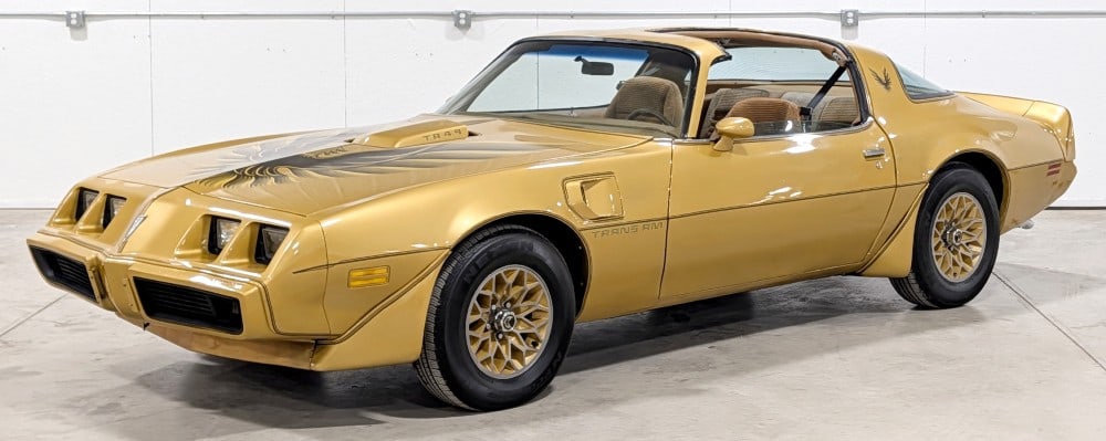 1979 Pontiac Trans Am: Sells with No Reserve! 301 CI V-8 engine Automatic transmission Refinished Solar Gold exterior New decals T-tops Bucket seat interior Tilt steering column Power windows New console and kick panels Inc