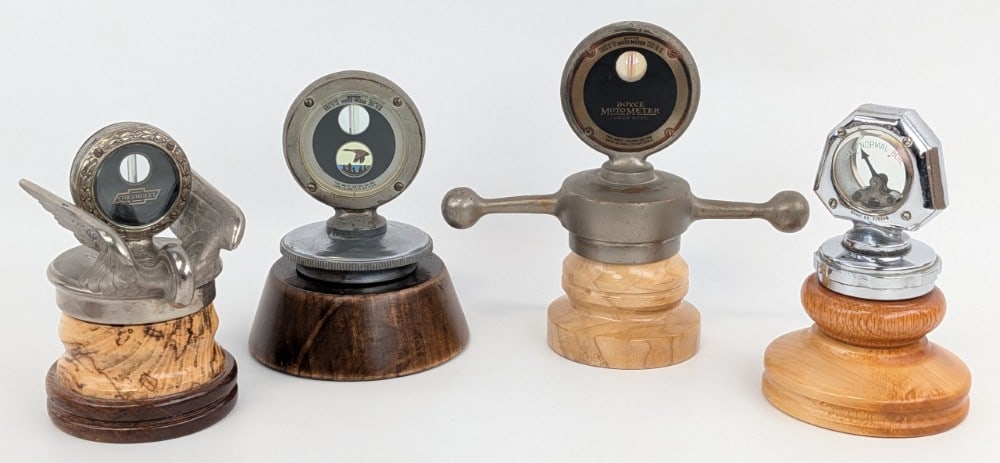 Group Of 4 Temperature Gauge / Semaphore Radiator Cap Hood Ornaments / Moto Meter (1 of 12)