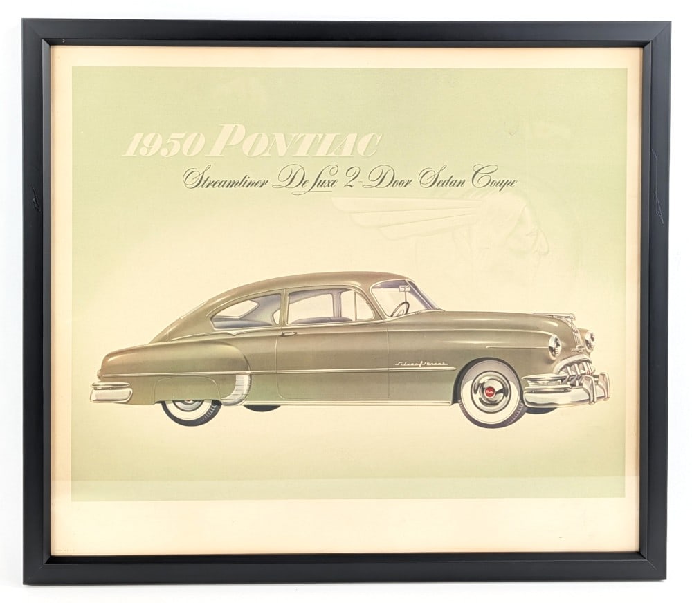 1950 Pontiac Streamliner DeLuxe 2-Door Sedan Dealership Framed Poster (1 of 8)