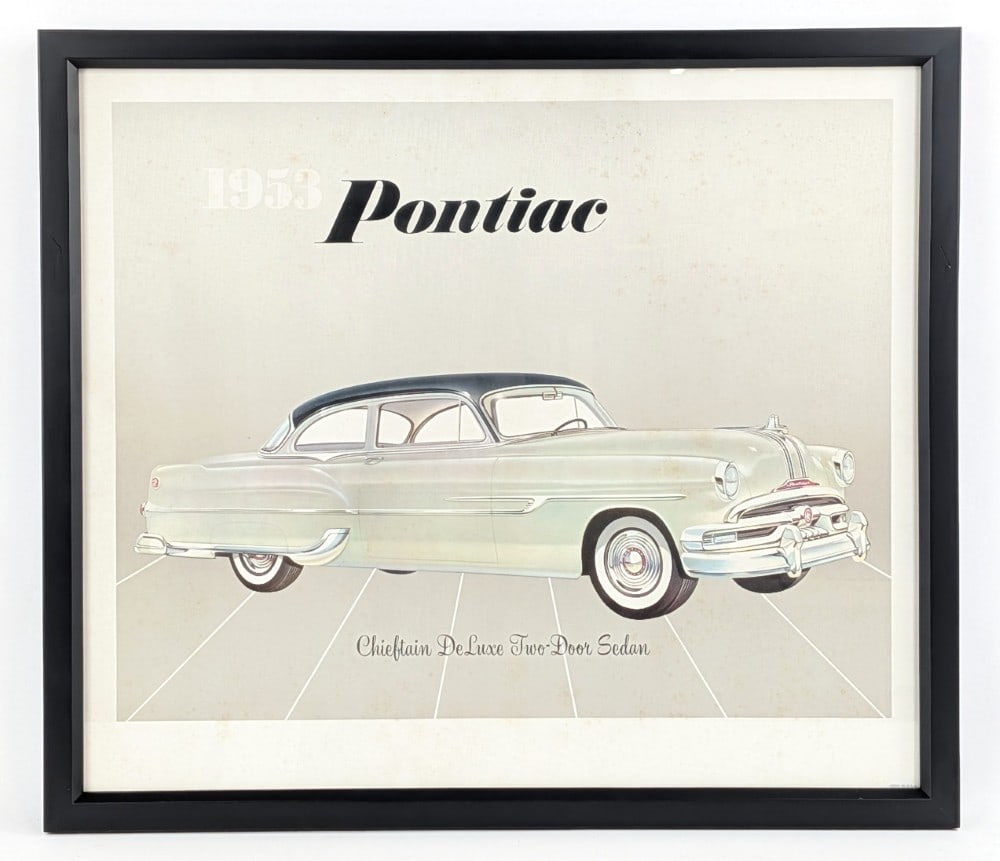 1953 Pontiac Chieftain DeLuxe Two-Door Sedan Framed Dealership Poster (1 of 7)