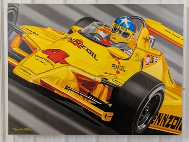 4ft Colin Carter " Lone Star" Johnny Rutherford Racing Signed Numbered Canvas Art Print 110 / 250