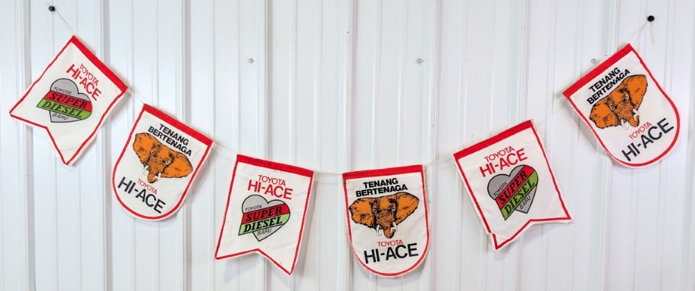 6ft Vintage Toyota Hi-Ace Super Diesel Van Dealership Cloth Banner w/ Elephant Graphics (1 of 8)