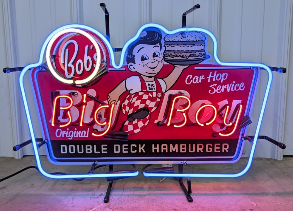 Custom Bob's Big Boy Car Hop Service Three-Color Neon Sign (1 of 4)