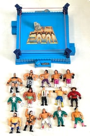 (15) Wrestling Figures and Wrestle Mania Ring