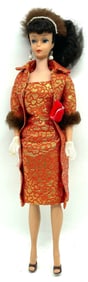 Vintage Brunette Ponytail Barbie Doll dressed in Golden Elegance Outfit