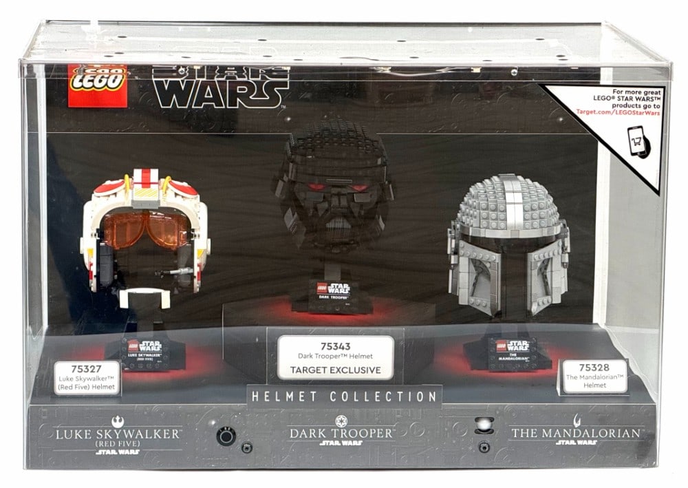 March 2022 - March 2023 LEGO Star Wars TARGET Store Display, Sets #75327, #75328, & #75341: March 2022 - March 2023 LEGO Star Wars TARGET Store Display, Sets #75327, #75328, & #75341 (Target Exclusive). *Overall measures 23.25in x 15.25in x 15in.? Overall in good condition with normal wear o