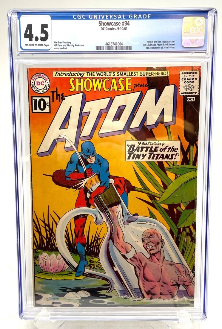 1961 Showcase #34 The Atom CGC 4.5: 1961 Showcase #34 The Atom CGC 4.5 ?Battle of the Tiny Titans? Origin and 1st Appearance of Silver Age Atom(Ray Palmer) 1st Appearance of Jean Loring