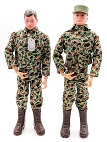 (2) Vintage Hasbro GI Joe Figures w/ Camouflage Outfits