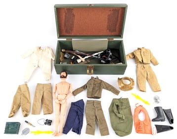 Vintage Hasbro GI Joe Figure w/ Footlocker, Outfits, & Accessories