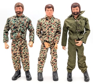 (3) Vintage Hasbro GI Joe Action Marine / Soldier Figures