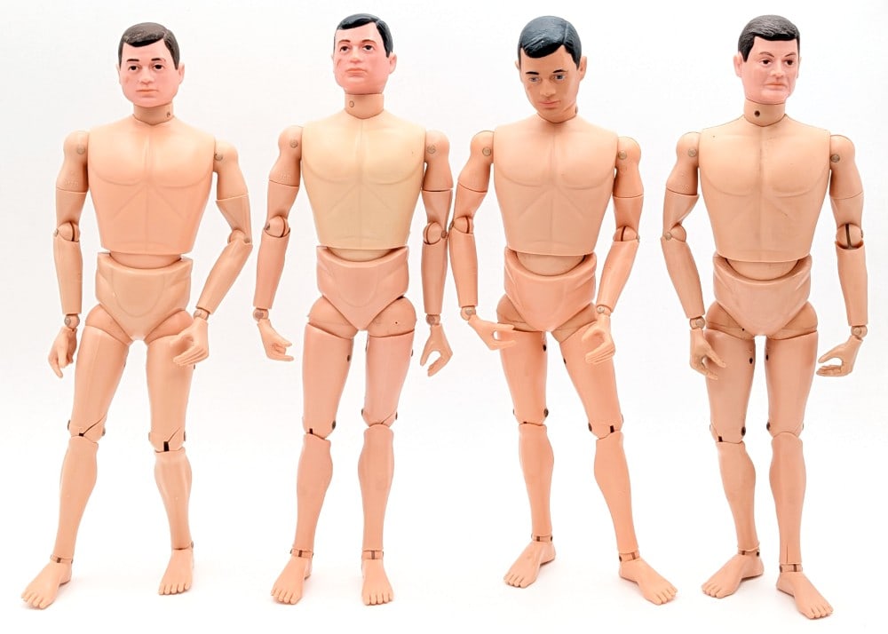 (4) Vintage Hasbro GI Joe Action Figures: (4) Vintage Hasbro GI Joe action figures. The figures have painted hair. Some of the figures have stress cracks and wear from play and age.