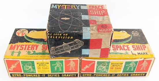 (3) Vintage Marx Mystery Space Ship Sets w/ Boxes