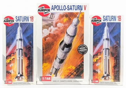 (2) 1/144 Airfix Saturn 1B & (1) Apollo Saturn V Model Kits - Sealed
