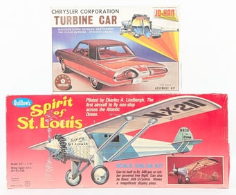 Vintage Guillow's Spirit of St. Louis & JO-Han Chrysler Turbine Car Model Kits