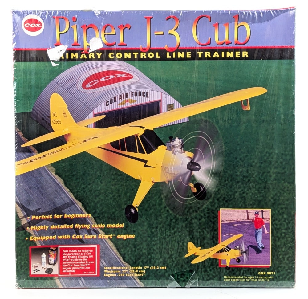 Vintage Cox Piper J-3 Club Primary Control Line Trainer Plane - Sealed Box (1 of 5)