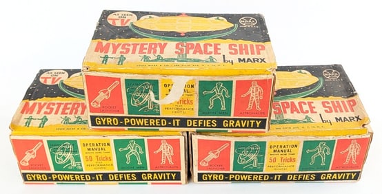 (3) Vintage Marx Mystery Space Ship Sets w/ Boxes